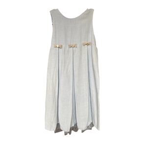 Cottontail Originals Linen Rayon Tulle Edge Bow Accents Girls Size 8 Dress